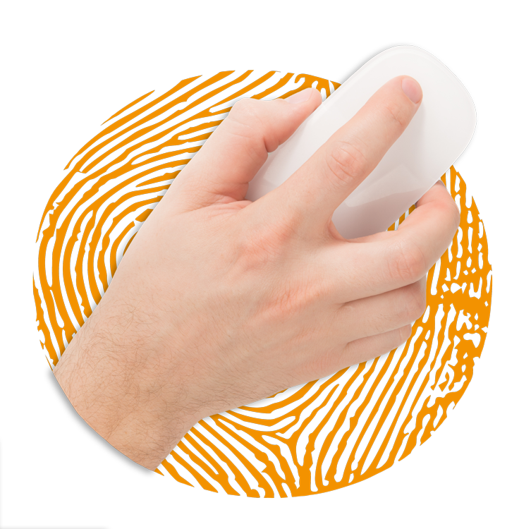 Eine Hand, die eine Computermaus bedient.